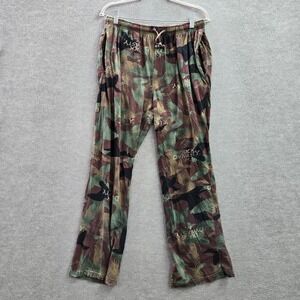 Duck Dynasty Men Sleepwear Small Green Camo Pajama Pants Logo Allover Print